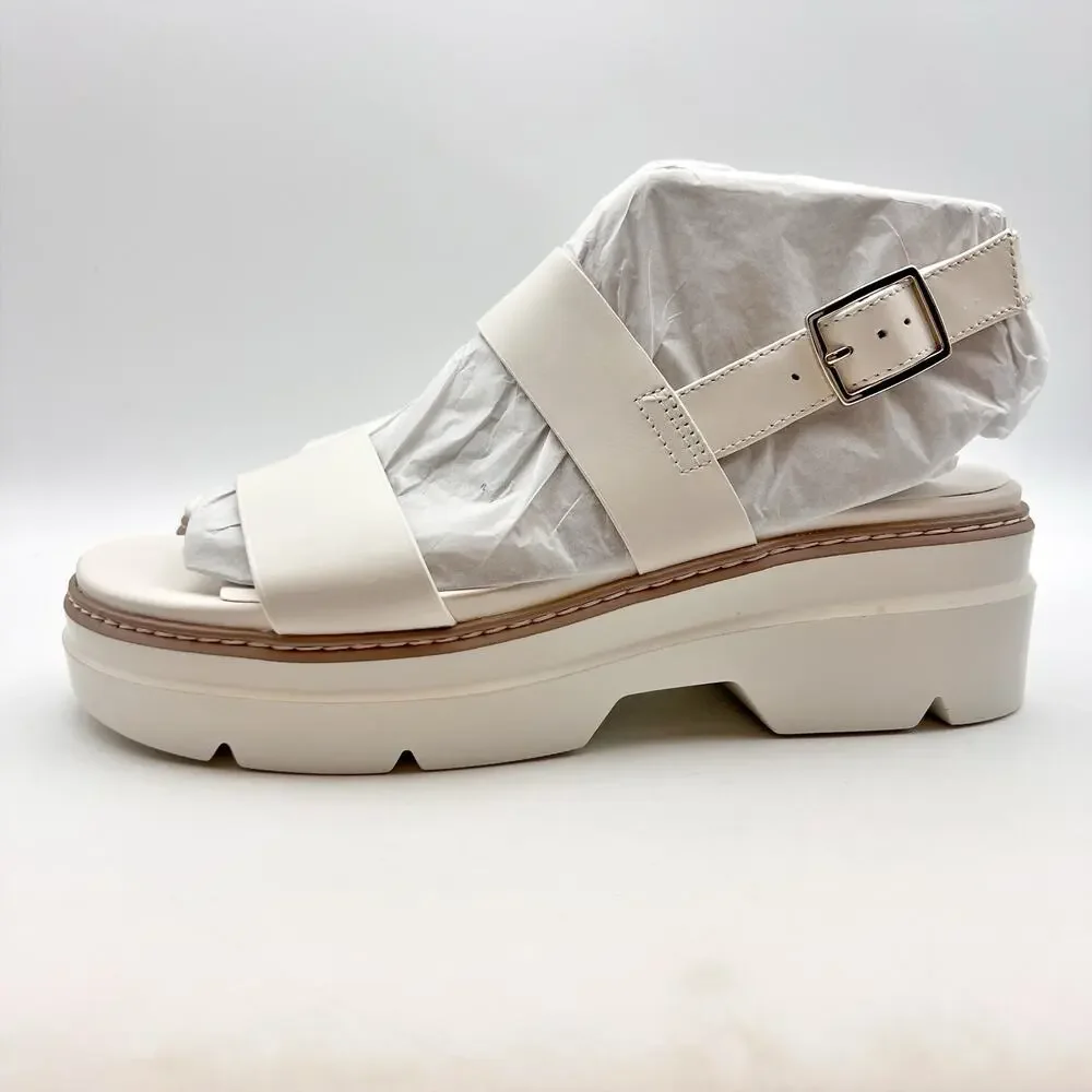 Naturalizer Womens Darry-Sling Sandals Size 9 White Leather Lug Sole NIB
